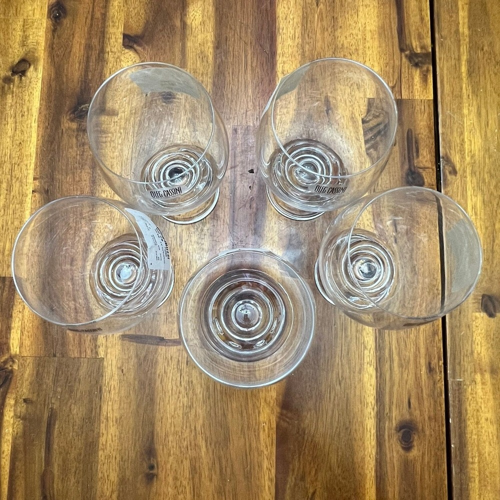 Oleg‎ Cassini Crystal Glasses Set of 5 Clear NWOT Weighted Pedestal 5.5in - Picture 3 of 6